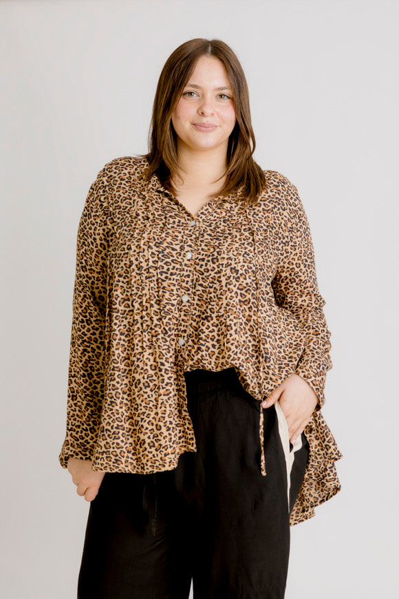 Tanzania Pintuck Leopard Shirt