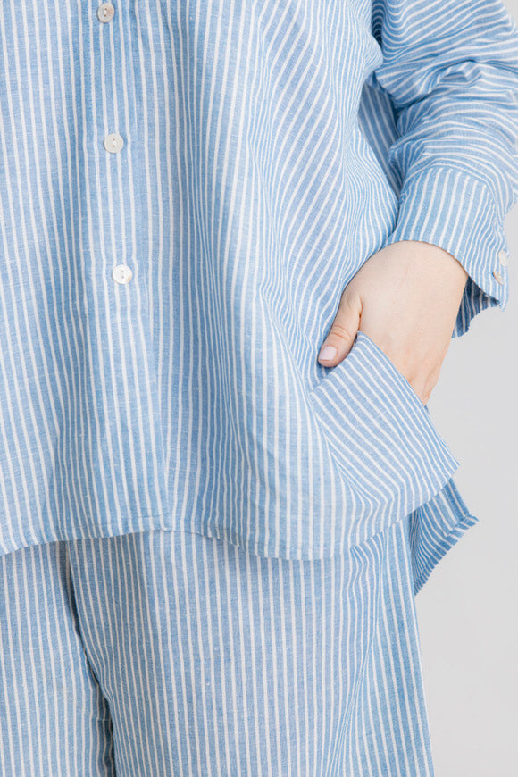 Riviera Linen Shirt - Indigo Stripe