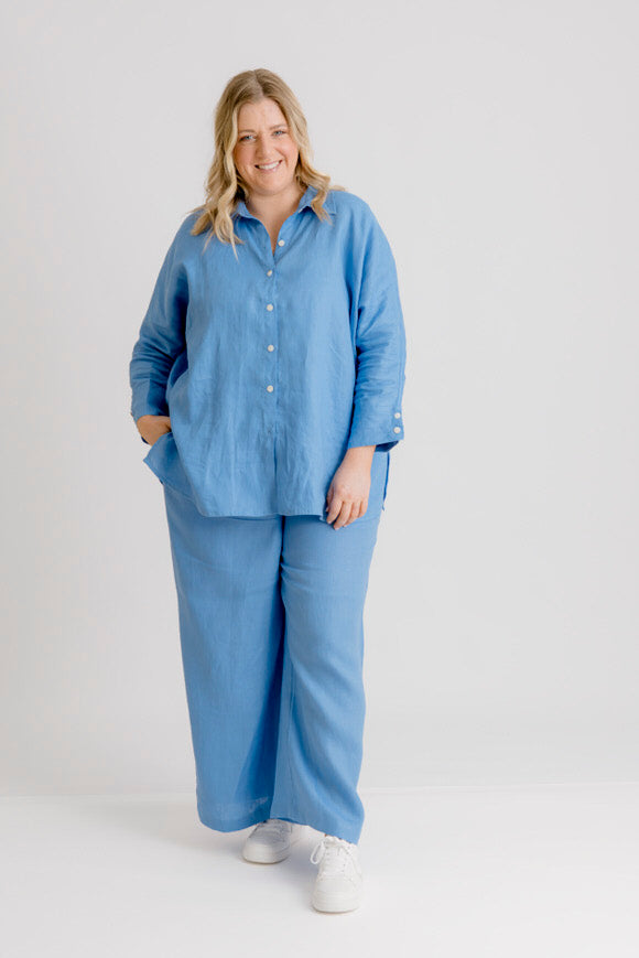 Bardot Linen Pant - Cornflower