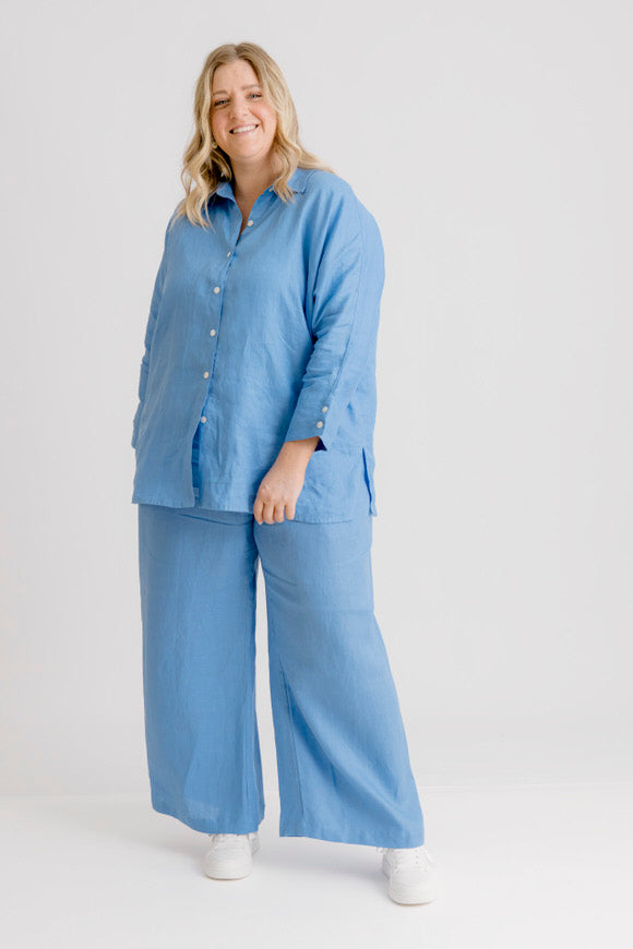 Bardot Linen Pant - Cornflower