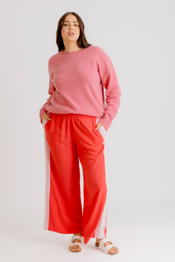 Sophia Tuxedo Pant - Raspberry - Salt + Soda