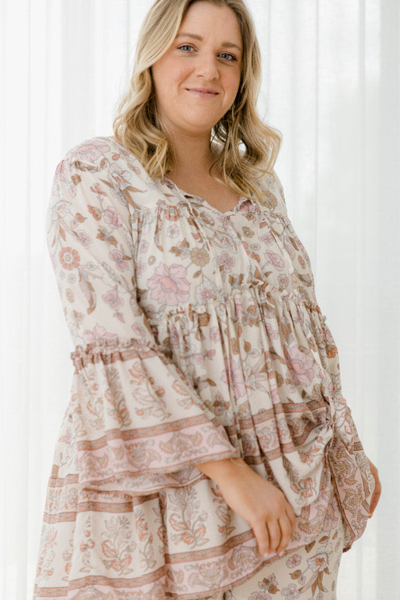 Clementine Printed Top - Blush