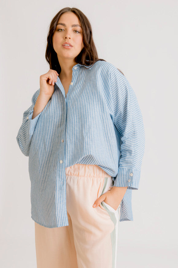 Riviera Linen Shirt - Indigo Stripe