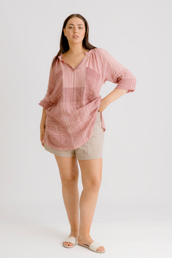 Giselle Tunic Top - Rose Check