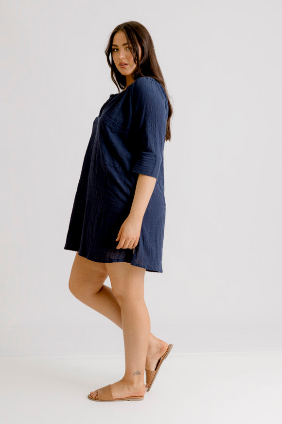 Giselle Tunic Top - Navy