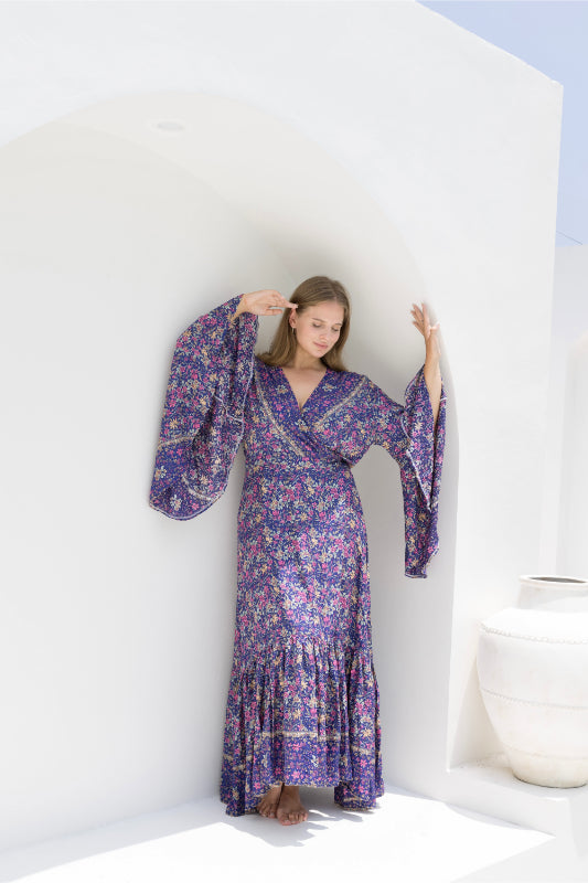 Vixen Maxi Dress - Iris Blue Print - Salt + Soda