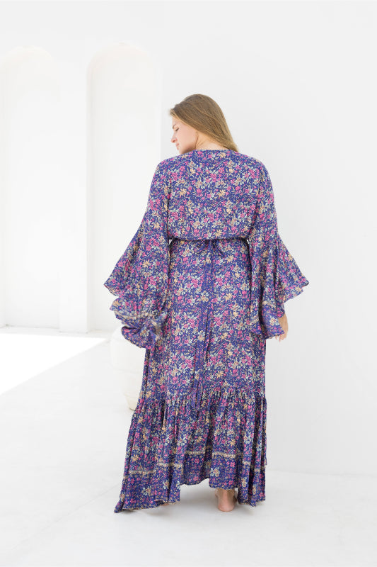 Vixen Maxi Dress - Iris Blue Print - Salt + Soda