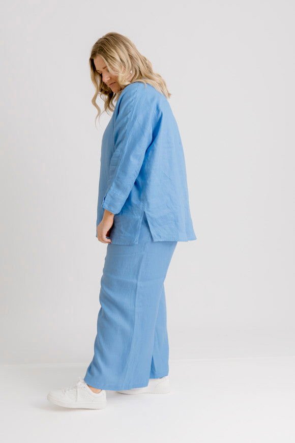 Bardot Linen Pant - Cornflower - Salt + Soda