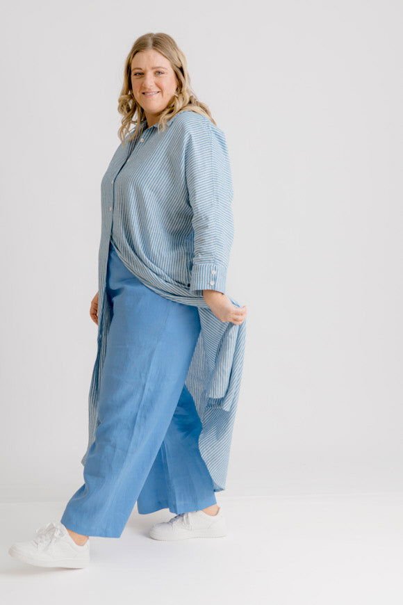 Bardot Linen Pant - Cornflower - Salt + Soda