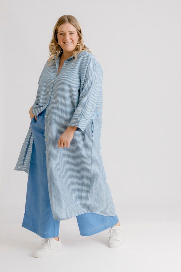 Bardot Linen Pant - Cornflower - Salt + Soda