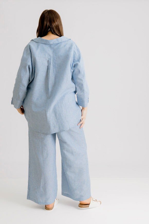 Bardot Linen Pant - Indigo Stripe - Salt + Soda