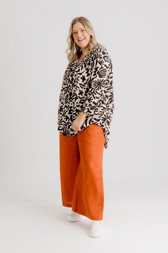 Bardot Linen Pant - Rust - Salt + Soda