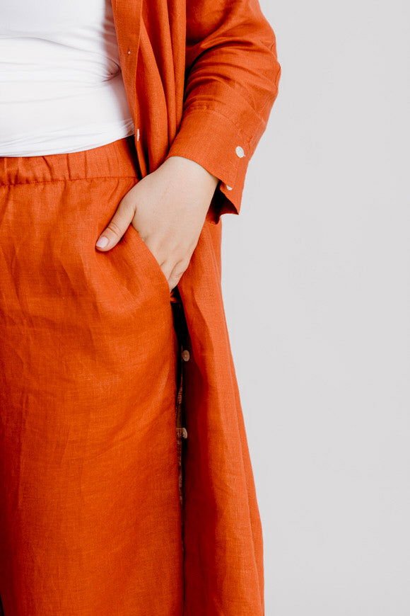 Bardot Linen Pant - Rust - Salt + Soda