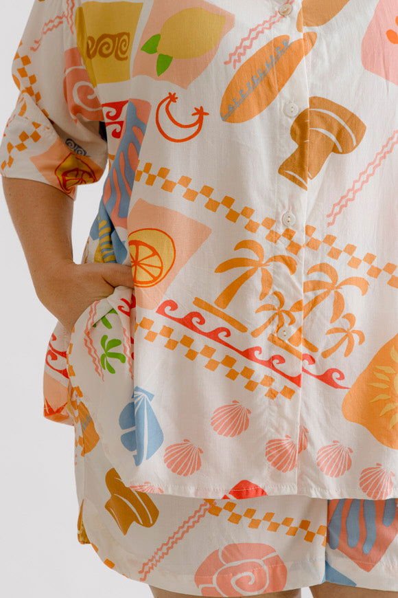 Bianca Shirt & Shorts Set - Amalfi Print - Salt + Soda