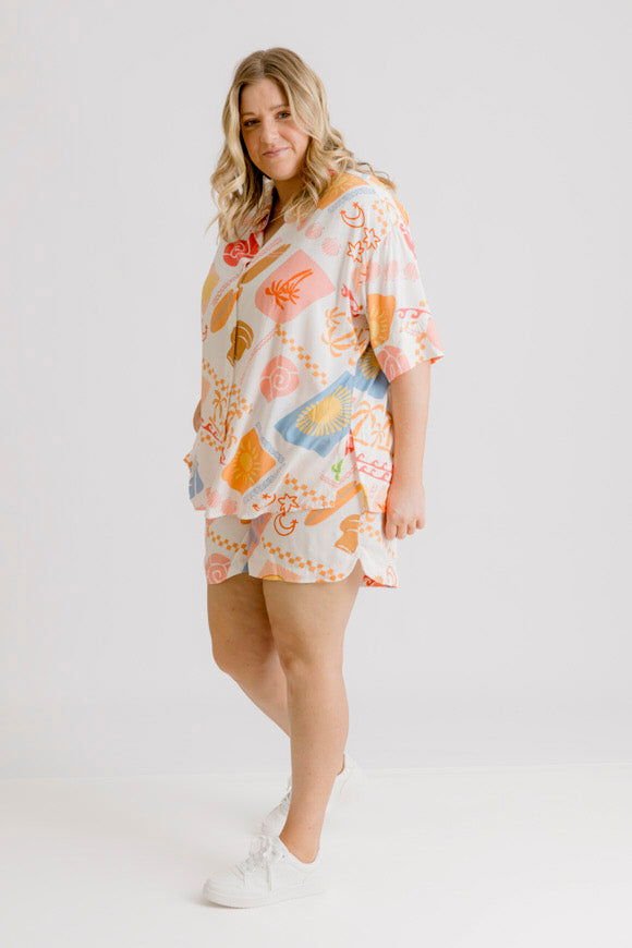 Bianca Shirt & Shorts Set - Amalfi Print - Salt + Soda