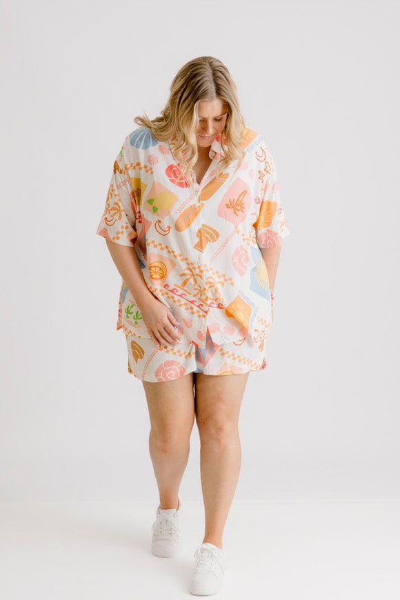 Bianca Shirt & Shorts Set - Amalfi Print - Salt + Soda