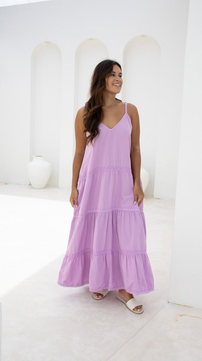 Clara Dress with Lace Trim - Lilac - Salt + Soda