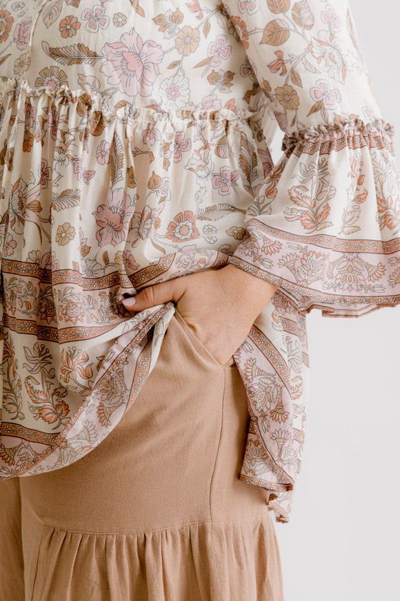 Clementine Printed Top - Blush - Salt + Soda