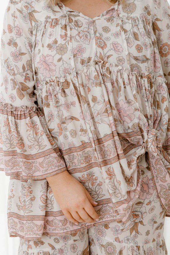 Clementine Printed Top - Blush - Salt + Soda