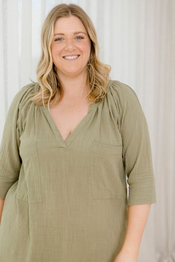 Giselle Tunic Top - Khaki - Salt + Soda