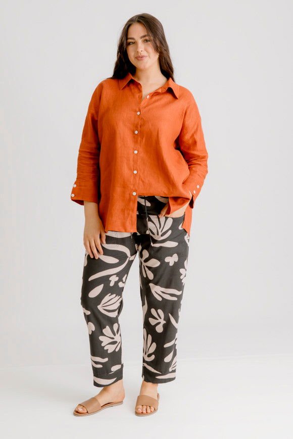 Henri Motif Print Pant - Black Motif Print - Salt + Soda