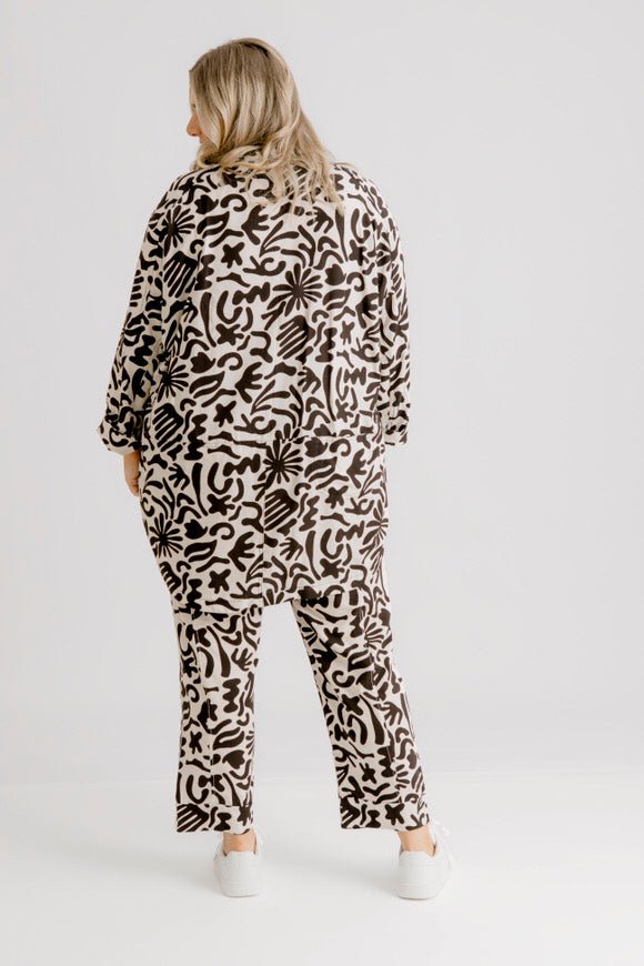 Henri Motif Print Pant - Ecru Motif Print - Salt + Soda