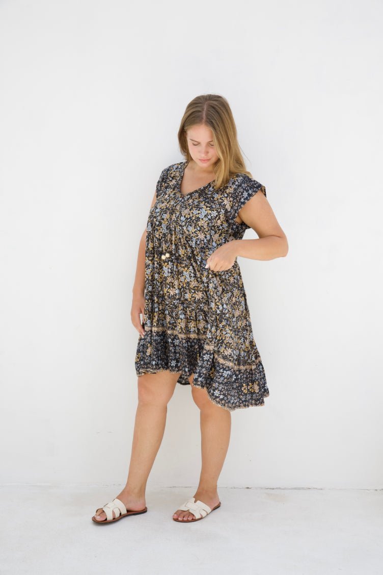 Isola Dress - Black Iris Print - Salt + Soda