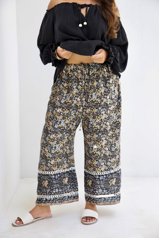 Malibu Pant - Black Iris Print - Salt + Soda