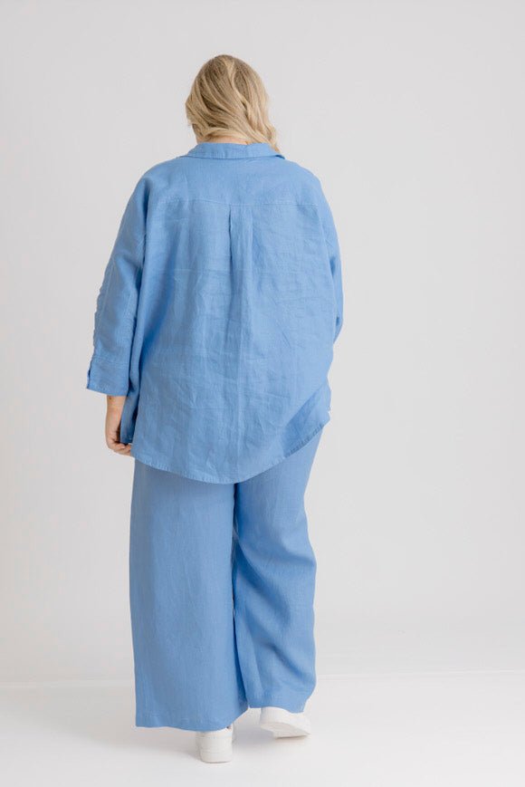 Riviera Linen Shirt - Cornflower Blue - Salt + Soda