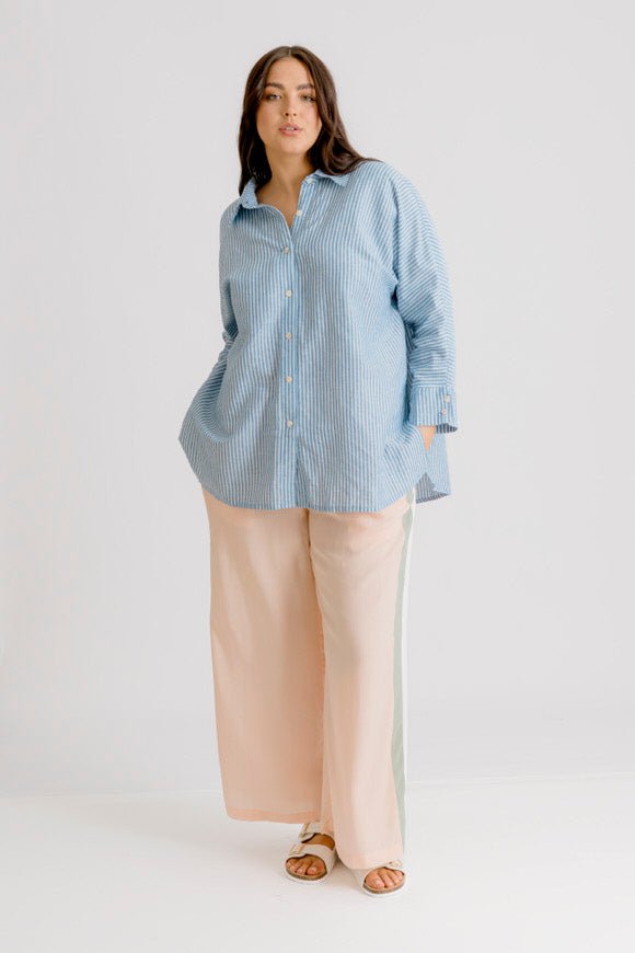 Riviera Linen Shirt - Indigo Stripe - Salt + Soda